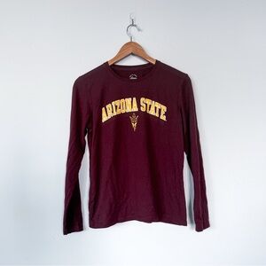 3/$20⚡️ Arizona State ASU Red Logo Long Sleeve Crewneck Tee T-Shirt Maroon